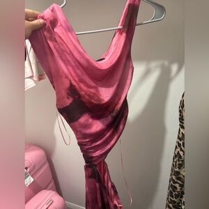 Elegant Pink Tie-Dye Dress